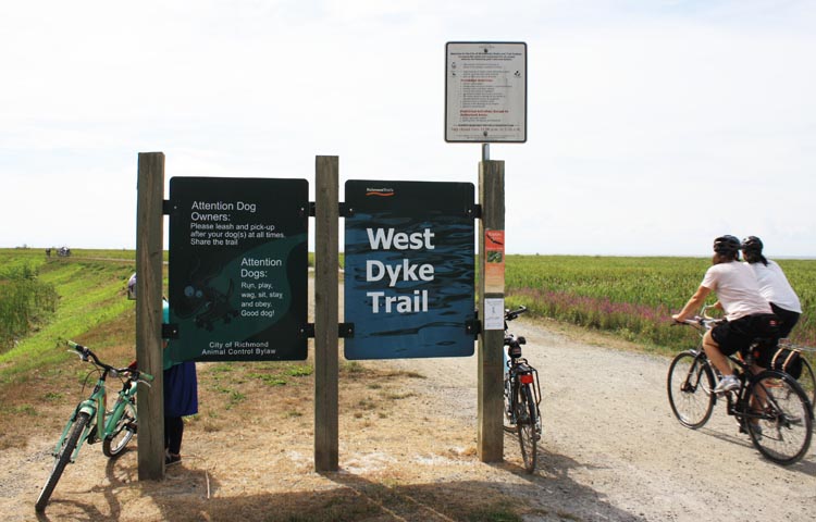 A waterfront bike route in Richmond, British Columbia